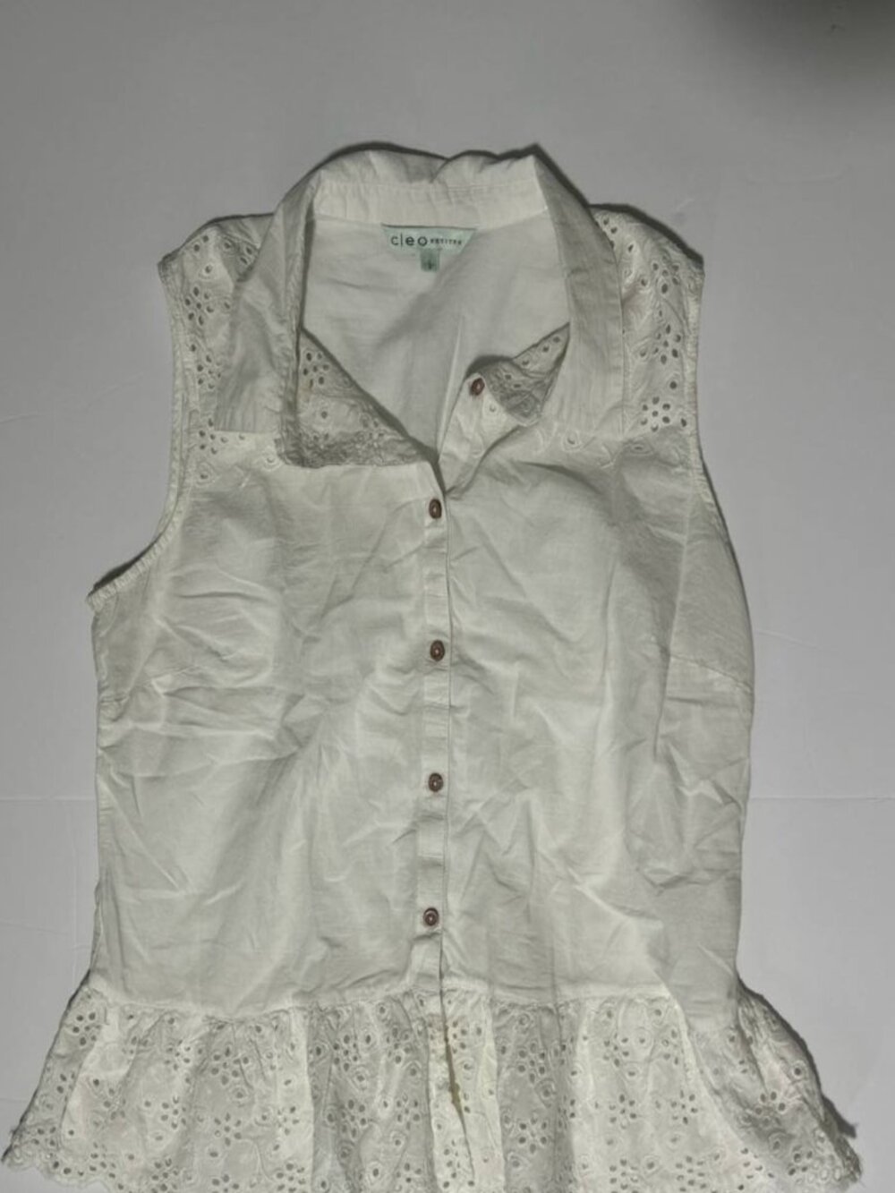 Cleo Petites Eyelet Peplum Blouse Women’s 10P